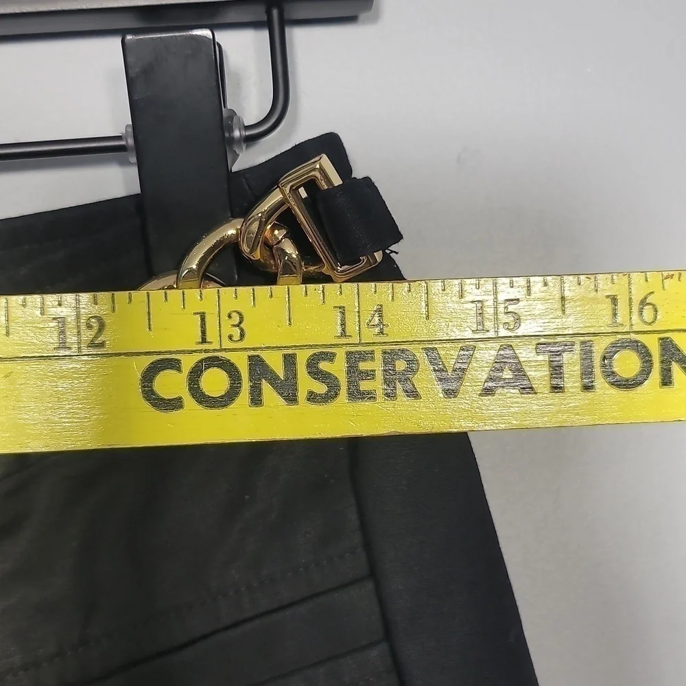 Michael Kors Black Straight Leg Chino Gold Hardware Belted Pants
